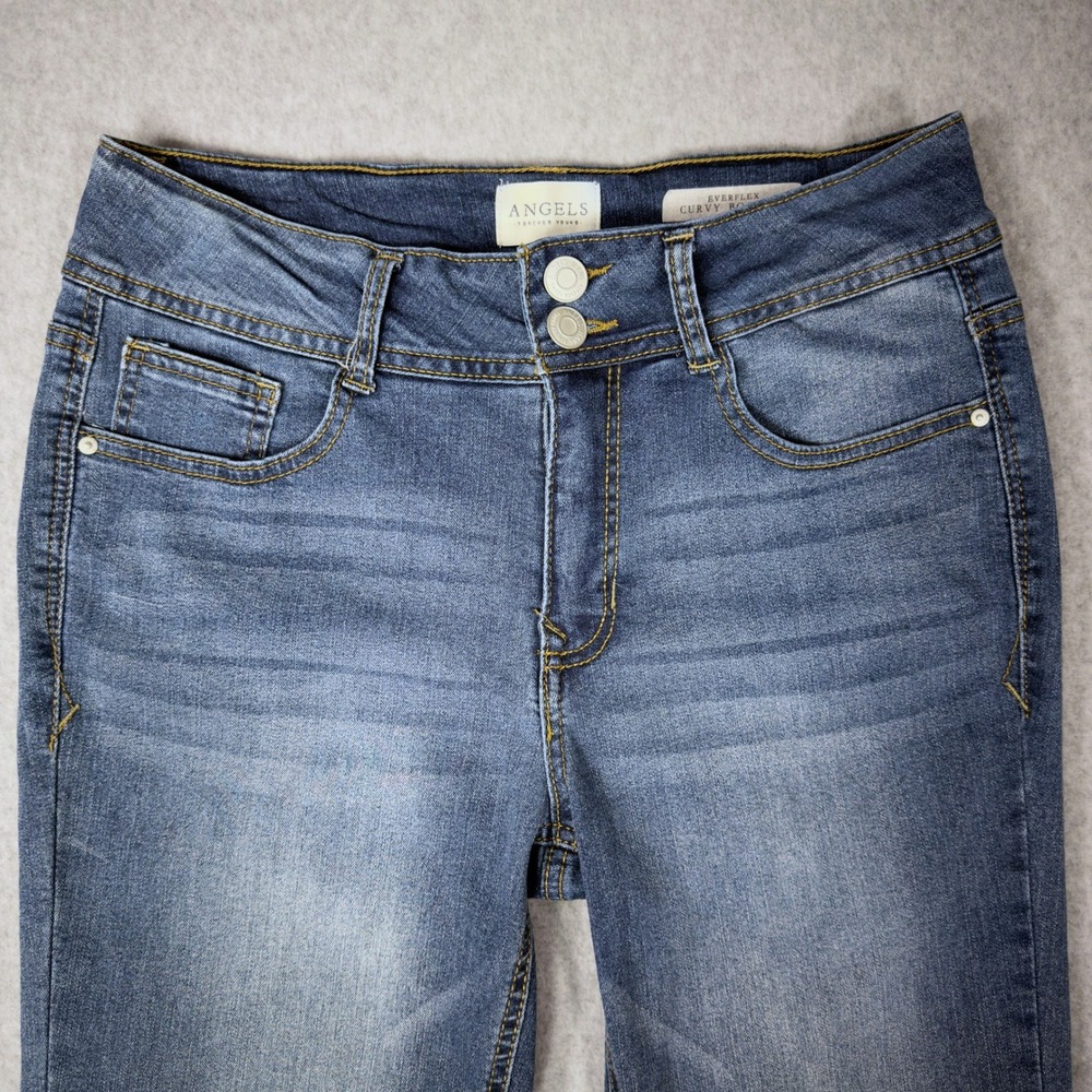 Angels Forever Young Everflex Curvy Bootcut Jeans Medium Wash Sequin Pockets 8 - Picture 2 of 12